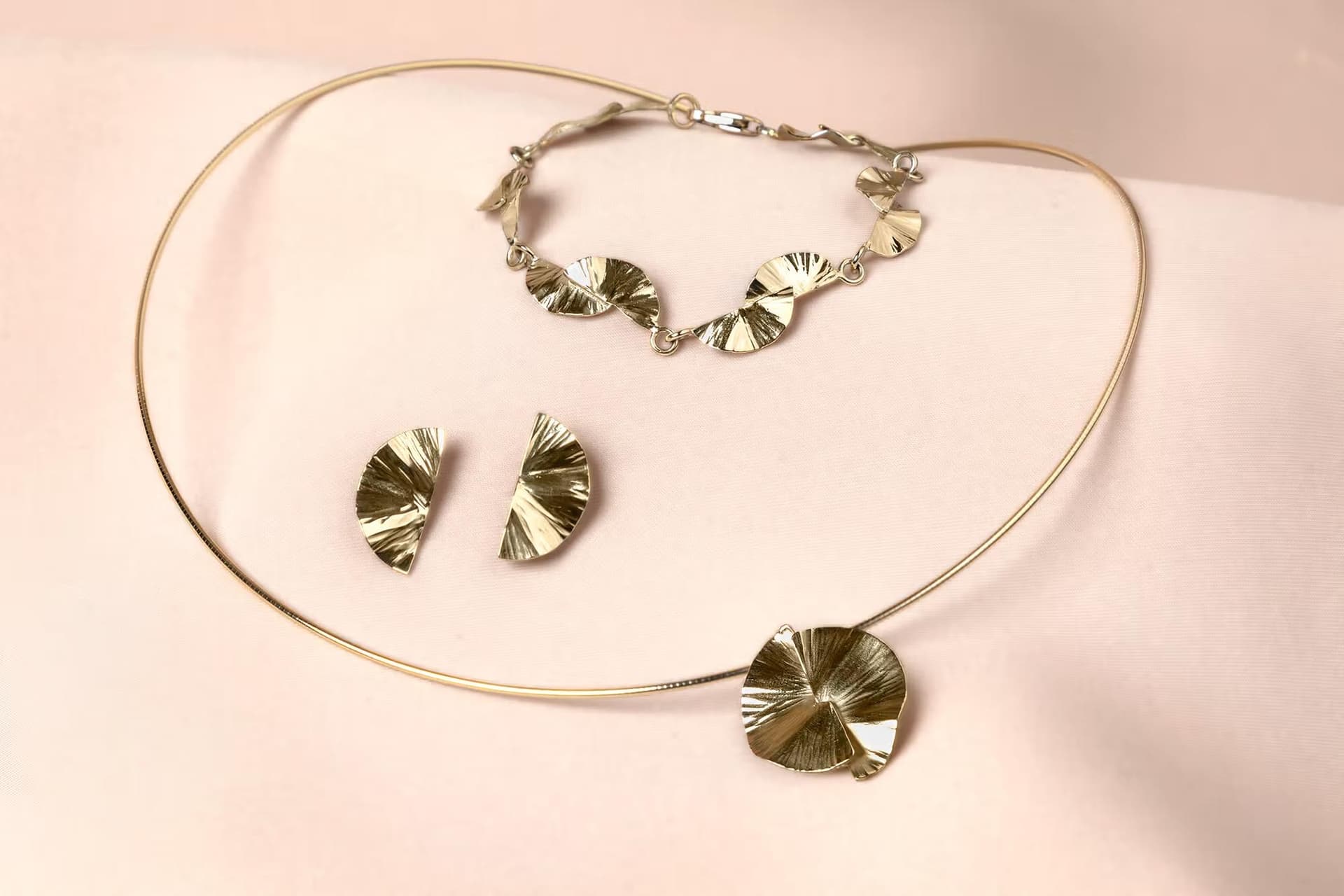 Goud, ginkgo, oorbellen, hanger